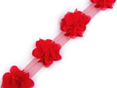 Kraftika 9m červená prýmek květ na tylu šíře 60mm, oděvní prýmky