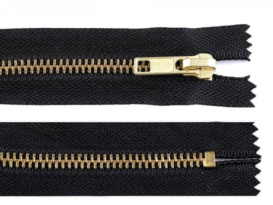 Kraftika 1ks black kovový / mosazný zip šíře 6mm délka 16cm