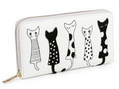Kraftika 1ks bílá dámská peněženka kočky 10x19,5cm, peněženky