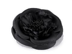 Kraftika 1ks černá brož / ozdoba růže 10,5cm, textilní brože