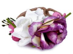 Kraftika 1ks bílá fialová náramek s květy, pružné ostatní náramky
