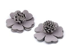 Kraftika 2ks šedá 3d květ 30mm, textilní květy našití a nalepení
