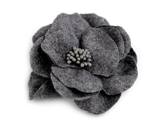 Kraftika 2ks šedá tmavá vlněný květ s pestíky v barvě květu 65mm