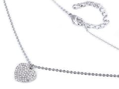 Kraftika 1ks platina srdce náhrdelník z nerezové oceli s broušenými