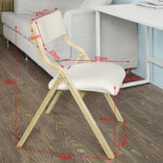 SoBuy FST40-W Skládací židle Kuchyňská židle s bílým polstrovaným sedákem