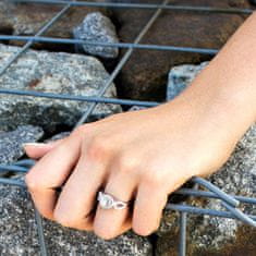 Beneto Stříbrný prsten s krystaly a pravou perlou AGG205 (Obvod 52 mm)