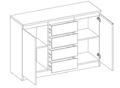 Nejlevnější nábytek Komoda NAMPA II 2D-4S, bílá