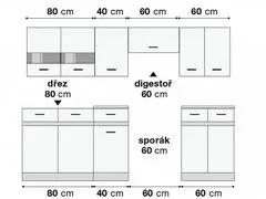 Nejlevnější nábytek Kuchyně JAMISON 180/240 cm, korpus bílý/dvířka bílý lesk, šedý wolfram, PD beton