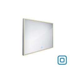 NIMCO Zrcadlo do koupelny 90x70 s osvětlením v tenkém rámu po obvodu, dotykový spínač NIMCO ZP 13019V
