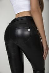 Gym Glamour Dámské kalhoty Hugz Black Faux Leather Mid Waist - HUGZJEANS XL bordó