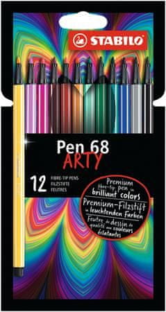 Stabilo Fixy "Pen 68 ARTY", 12 různých barev, 1 mm