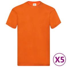 Greatstore Fruit of the Loom Originální trička 5 ks oranžová XL bavlna