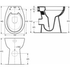 Vidaxl Vysoké WC bez okraje měkké zavírání o 7 cm vyšší keramika bílé