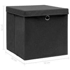 shumee Úložné boxy s víkem 10 ks černé 32 x 32 x 32 cm textil