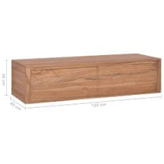 Greatstore Nástěnná koupelnová skříňka 120x45x30 cm masivní teakové dřevo