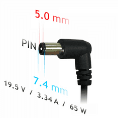 Akyga AK-ND-33 autonabíječka pro notebooky HP / Compaq / Dell - 19.5V/3.34A 65W 7.4x5.0mm + pin