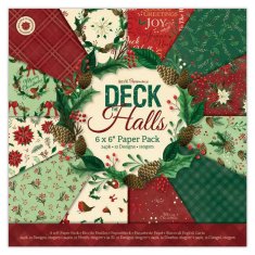 Kraftika Sada jednostranných papírů 15x15cm (24ks) - deck the halls,