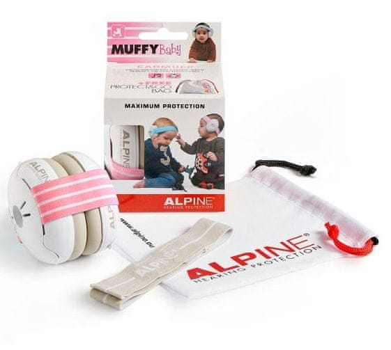 ALPINE Hearing Muffy Baby - dětská izolační sluchátka RUŽOVÁ - rozbaleno