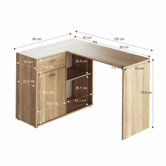 KONDELA Rohový PC stůl, dub sonoma, KALIMERO