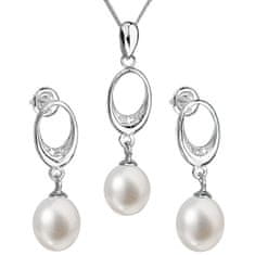 Evolution Group Souprava stříbrných šperků s pravými perlami Pavona 29040.1 (náušnice, řetízek, přívěsek)
