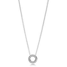 Pandora Stříbrný náhrdelník s třpytivým přívěskem 397436CZ-45 (řetízek, přívěsek)