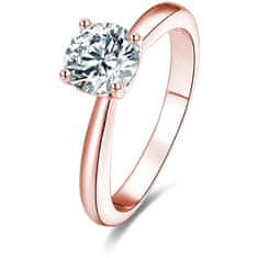 Beneto Růžově pozlacený stříbrný prsten s krystaly AGG201 (Obvod 52 mm)