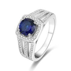 Beneto Stříbrný prsten s modrým krystalem AGG326 (Obvod 52 mm)