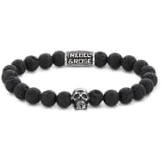 Rebel & Rose Korálkový náramek Skull Black Moon RR-SK001-S (Rozměr 19 cm - L)