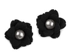 Kraftika 2ks černá květ s perlou 23mm