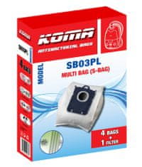 KOMA SB03PL - Sada 12ks sáčků včetně HEPA filtru pro vysavače AEG, Electrolux, Philips používající sáčky typu S-BAG