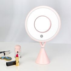 Bezdoteku LED kosmetické make-up zrcátko X kulaté nabíjecí růžové