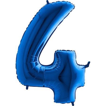 Fóliový balónek číslice 4 - modrý - blue - 102cm