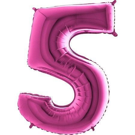 Fóliový balónek číslice 5 - růžová - pink - 102cm