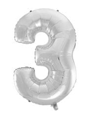 Fóliový balónek číslice 3 - stříbrná - silver - 102cm