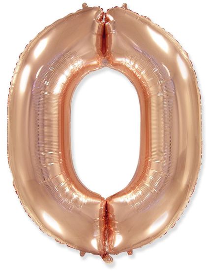 Fóliový balónek číslice 0 - rosegold - růžovo zlatá - 102 cm