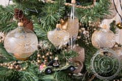 Decor By Glassor Vánoční raketa čirá zlaté ornamenty