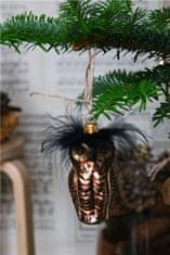Decor By Glassor Vánoční ozdoba tmavě hnědá sovička s černou chocholkou