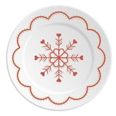 Decor By Glassor Porcelánový talířek s červenou vločkou