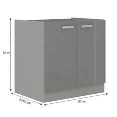KONDELA Skříňka dolní, šedá extra vysoký lesk/šedá, PRADO 80 D 2F BB
