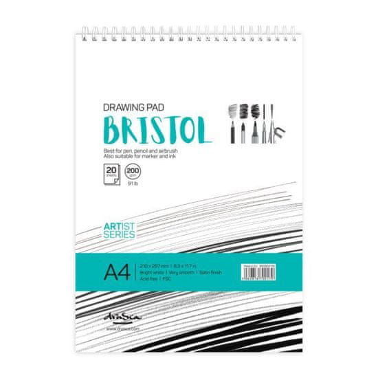 Kraftika Skicák kroužkový drawing pad bristol bílý (200g/m