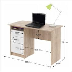 ATAN PC stůl SAMSON - dub sonoma/bílá