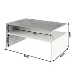ATAN Konferenční stolek DAMOLI - beton / bílá
