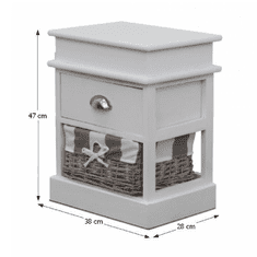 KONDELA Komoda, 1 košík, šedá / bílá, MATIAS 1