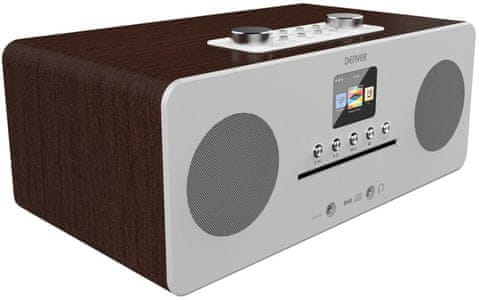 mikrosystém denver mir-260 fm dab tuner Bluetooth aux in sluchátkový výstup cd přehrávač budík sleep snooze dálkový ovladač dřevěné tělo výkon 20 w upnp podpora wifi technologie ekvalizér pro úpravu zvuku