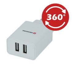 SWISSTEN Swissten Síťový Adaptér Smart Ic 2X Usb 2,1A Power + Datový Kabel Usb / Lightning 1,2 M Bílý 8595217464445