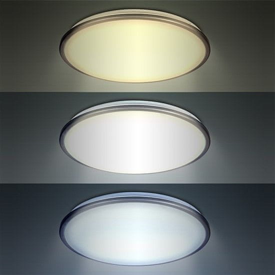 Solight LED stropní světlo Silver, kulaté, 24W, 1800lm, stmívatelné, dálkové ovládání, 38cm