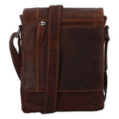 Green Wood Moderní pánská kožená crossbody taška Ismauelo, hnědá