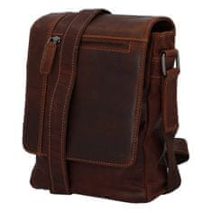 Green Wood Moderní pánská kožená crossbody taška Ismauelo, hnědá