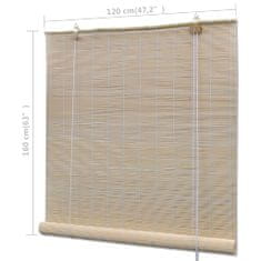 Vidaxl Přírodní bambusová roleta 120 x 160 cm