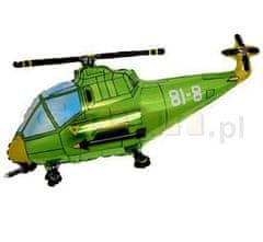 Balónek foliový helikoptéra - zelený vrtulník - 60 cm